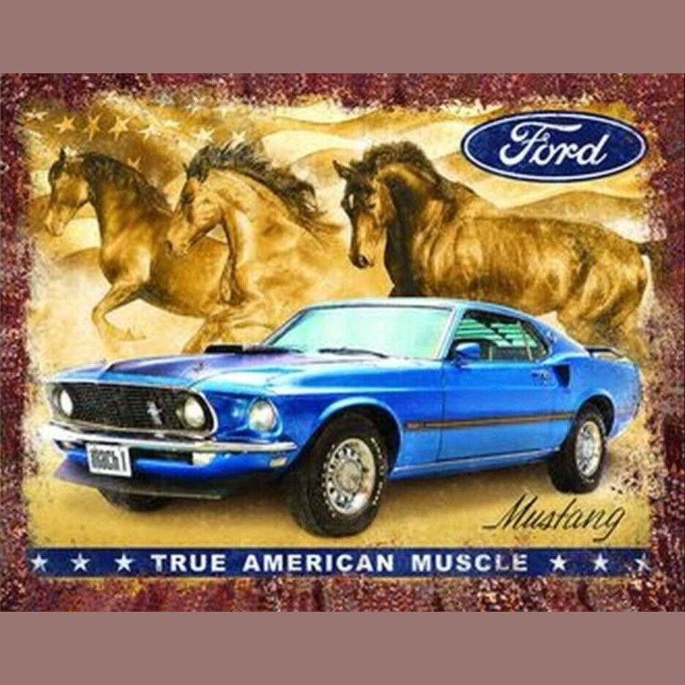 Ford Mustang True American Muscle Licensed Metal Sign 12.5" x 16" Home & Garden:Home Décor:Plaques & Signs Style Your Walls